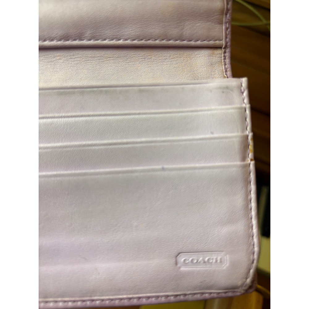 Coach Signature Jacquard Buckle Flap Wallet Clutch With Metallic Trim - Picture 7 of 9